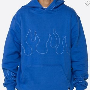 Blue Hand Stitches Flame Hoodie